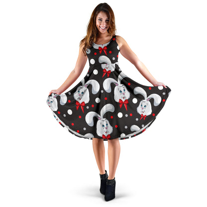 Rabbit Pattern Print Design RB012 Midi Dress
