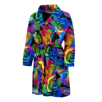 Rose Pattern Print Design RO02 Men Bathrobe