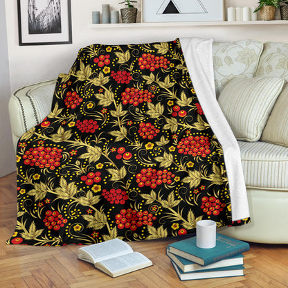 Cranberry Pattern Print Design CB02 Fleece Blanket