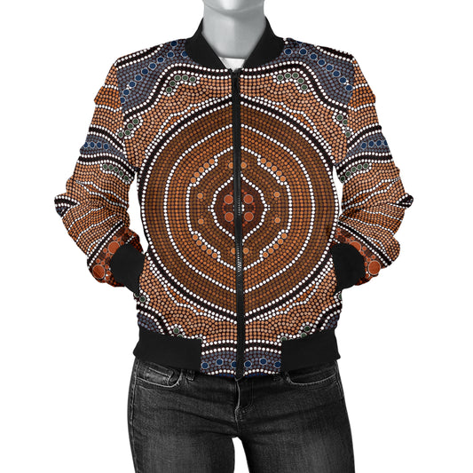Aboriginal Pattern Print Design 01 Women's Bomber Jacket