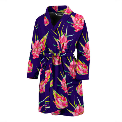 Dragonfruit Pattern Print Design DF02 Men Bathrobe