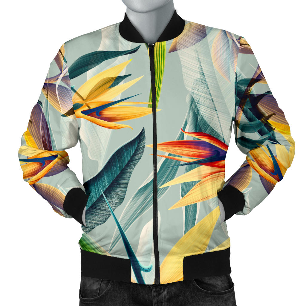 Tropical Flower Pattern Print Design TF022 Men Bomber Jacket