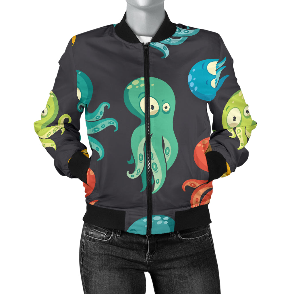 Octopus Pattern Print Design A01 Women's Bomber Jacket