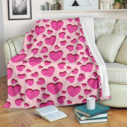 Heart Pink Pattern Print Design HE06 Fleece Blanket