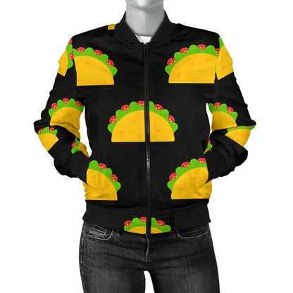Taco Pattern Print Design TC06 Women Bomber Jacket