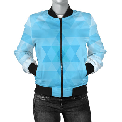 Geometric Blue Pattern Print Design 01 Women's Bomber Jacket