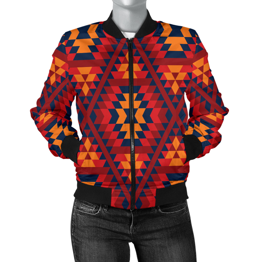 Navajo Pattern Print Design A03 Women's Bomber Jacket