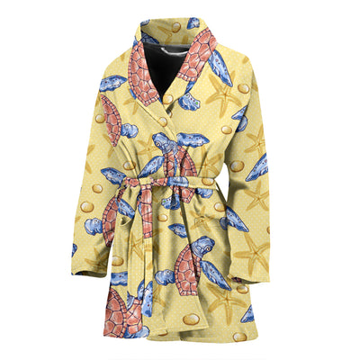 Sea Turtle Pattern Print Design T06 Women Bathrobe