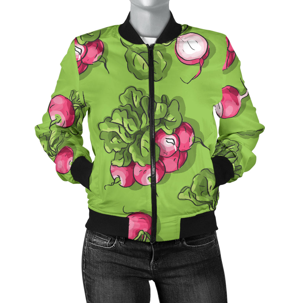 Radish Pattern Print Design A05 Women's Bomber Jacket