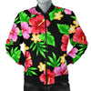 Pink Red Hibiscus Pattern Print Design HB023 Men Bomber Jacket