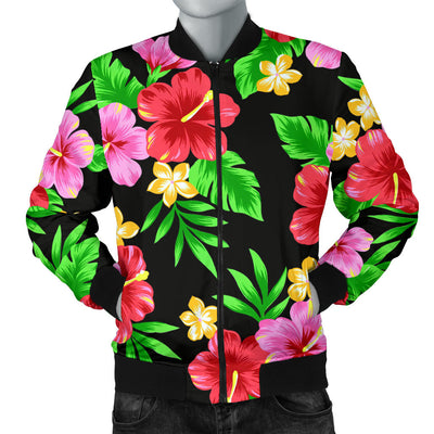 Pink Red Hibiscus Pattern Print Design HB023 Men Bomber Jacket