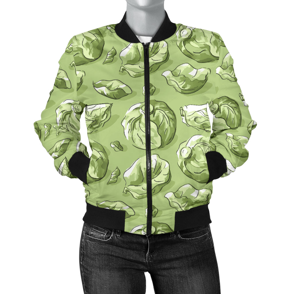 Brussels Sprouts Pattern Print Design 01 Women's Bomber Jacket