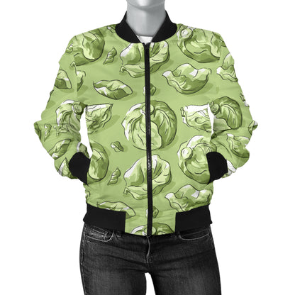 Brussels Sprouts Pattern Print Design 01 Women's Bomber Jacket