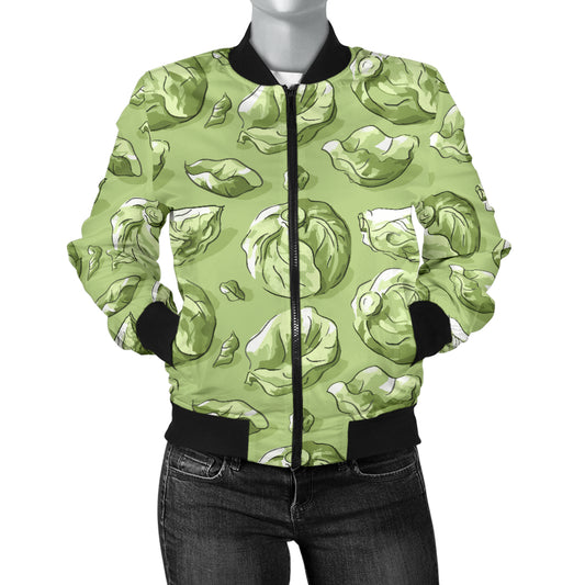 Brussels Sprouts Pattern Print Design 01 Women's Bomber Jacket