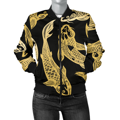 KOI Fish Pattern Print Design 03 Women's Bomber Jacket