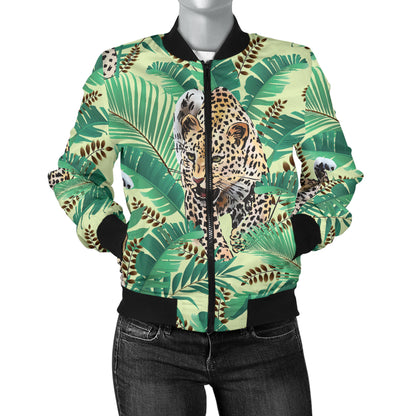 Leopard Pattern Print Design 03 Women's Bomber Jacket