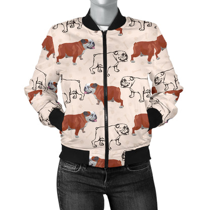 Bulldogs Pattern Print Design 04 Women's Bomber Jacket