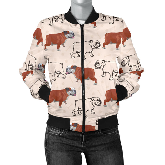 Bulldogs Pattern Print Design 04 Women's Bomber Jacket