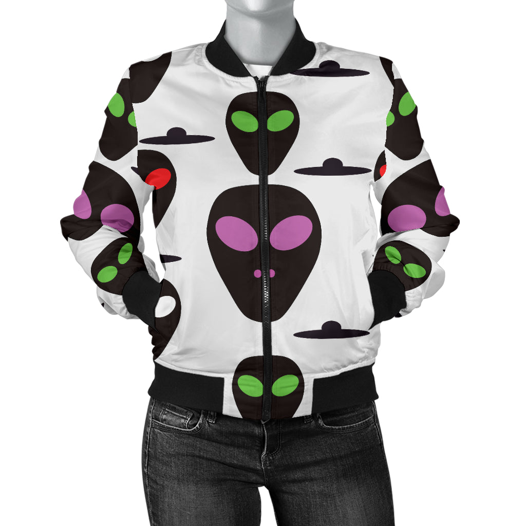 Alien Pattern Print Design 06 Women's Bomber Jacket