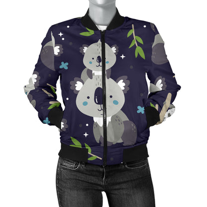Koala Pattern Print Design 04 Women's Bomber Jacket