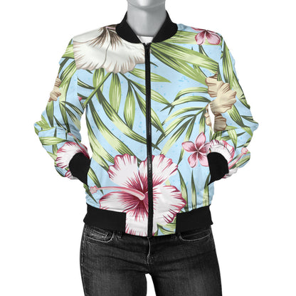 Tropical Flower Pattern Print Design TF05 Women Bomber Jacket