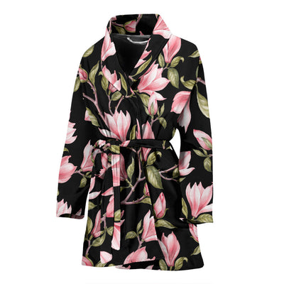 Magnolia Pattern Print Design MAG03 Women Bathrobe