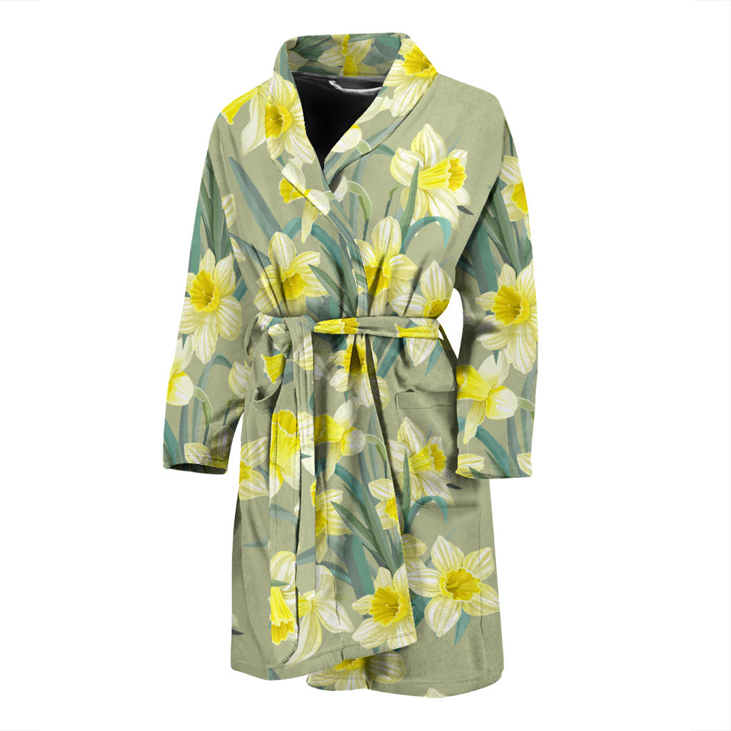 Daffodils Pattern Print Design DF01 Men Bathrobe