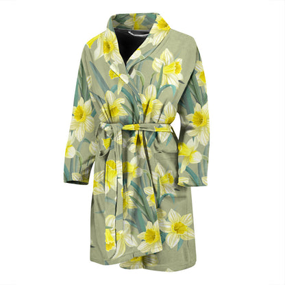 Daffodils Pattern Print Design DF01 Men Bathrobe