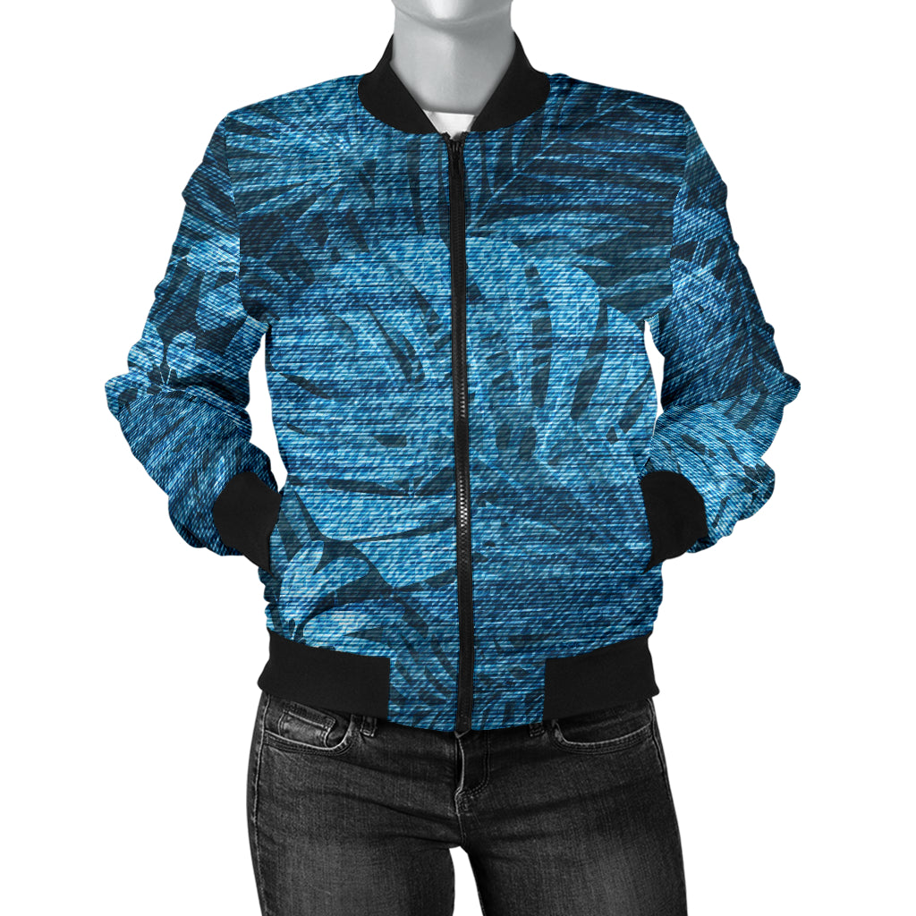 Jean Tropical Pattern Print Design 04 Women's Bomber Jacket