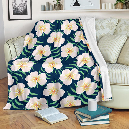 Pink Plumeria Pattern Print Design PM016 Fleece Blanket
