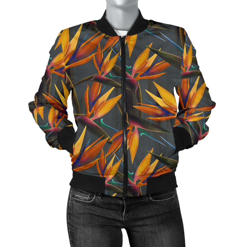 Bird Of Paradise Pattern Print Design 01 Women's Bomber Jacket