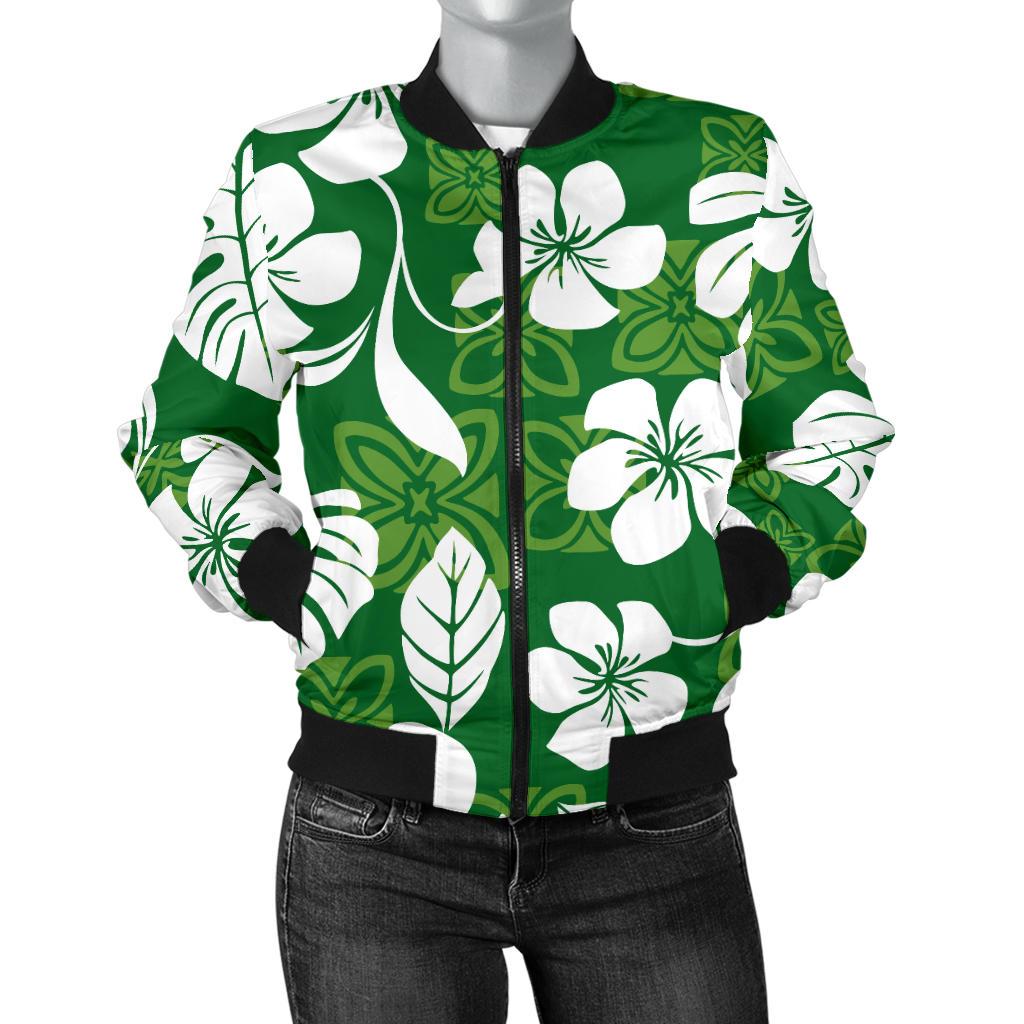 Hawaiian Themed Pattern Print Design H016 Women Bomber Jacket