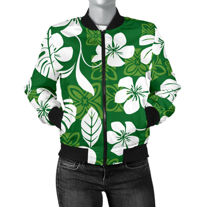 Hawaiian Themed Pattern Print Design H016 Women Bomber Jacket
