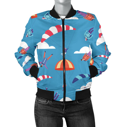 Skydiving Pattern Print Design 03 Women's Bomber Jacket