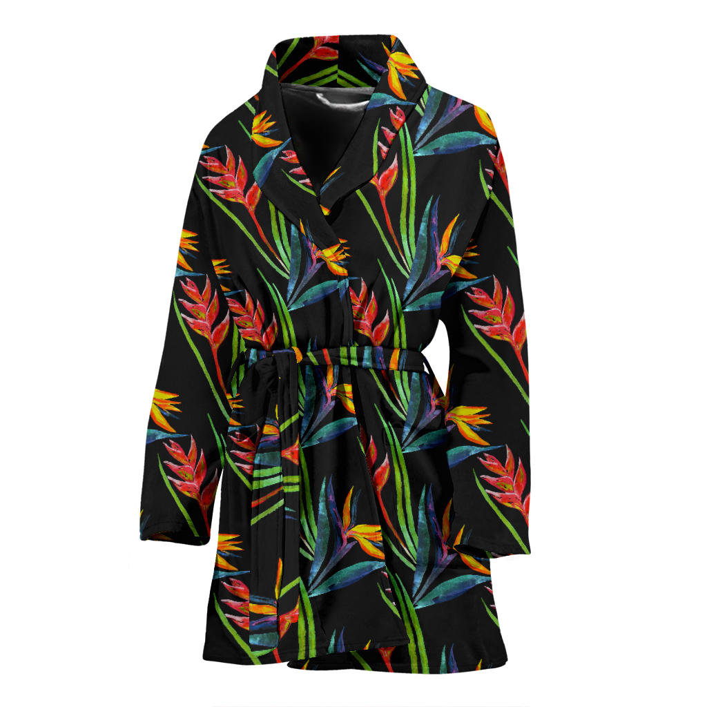 Heliconia Pattern Print Design HL04 Women Bathrobe