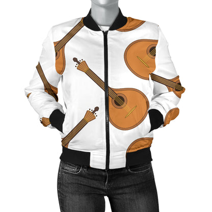 Mandolin Pattern Print Design 01 Women's Bomber Jacket