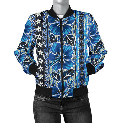 Hawaiian Themed Pattern Print Design H012 Women Bomber Jacket