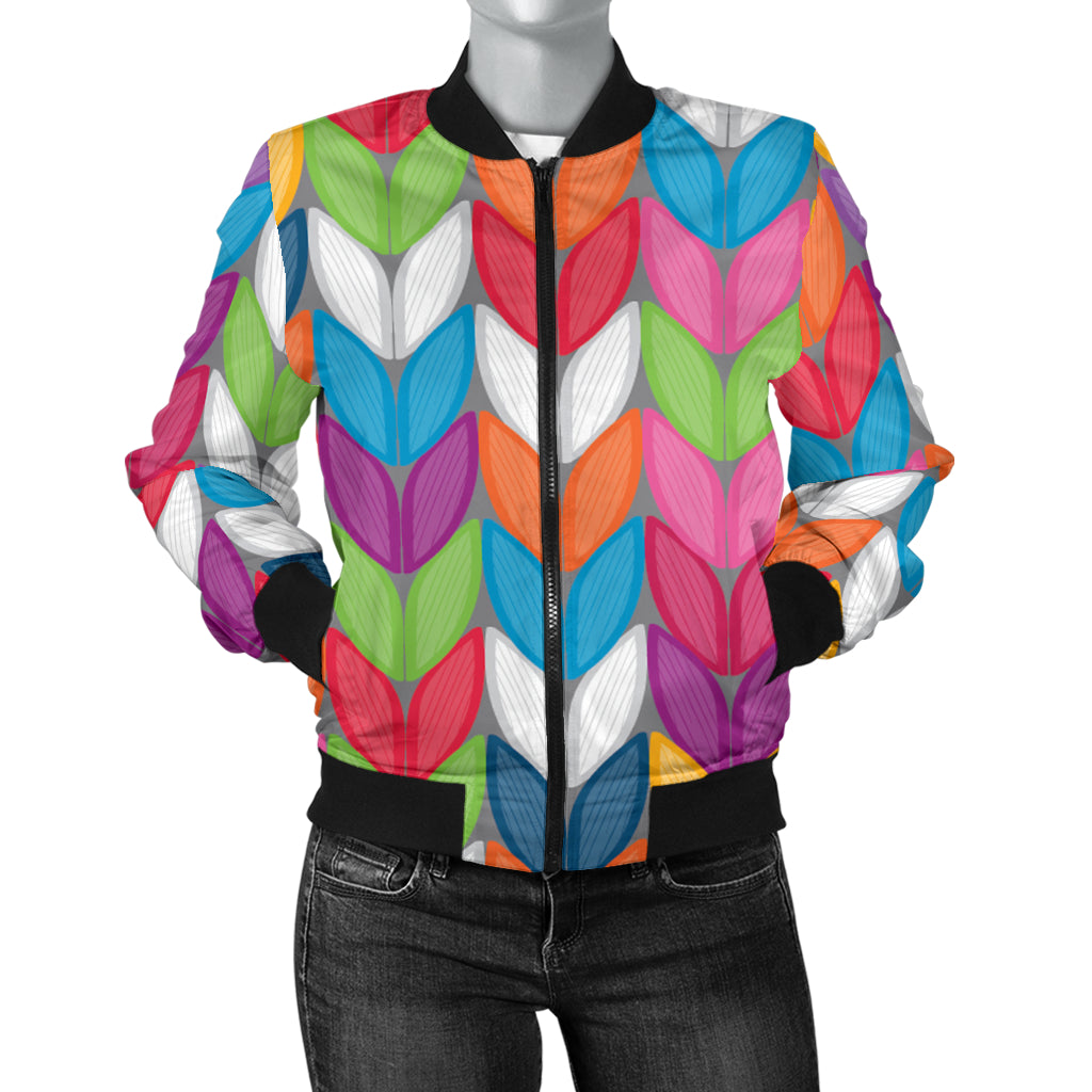 Knit Pattern Print Design 01 Women's Bomber Jacket