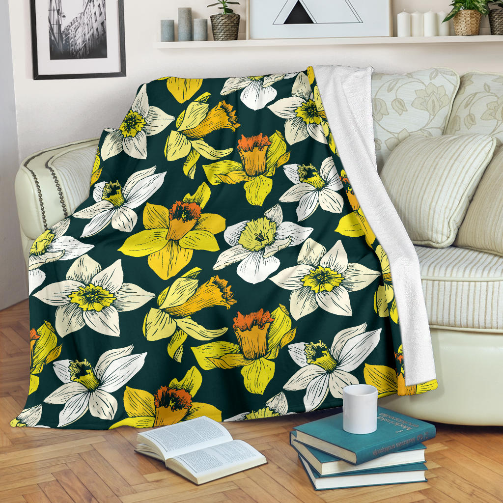 Daffodils Pattern Print Design DF02 Fleece Blanket