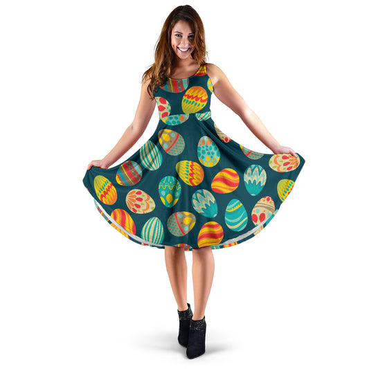 Easter Eggs Pattern Print Design RB09 Midi Dress