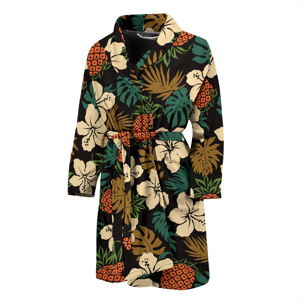 Hawaiian Themed Pattern Print Design H08 Men Bathrobe