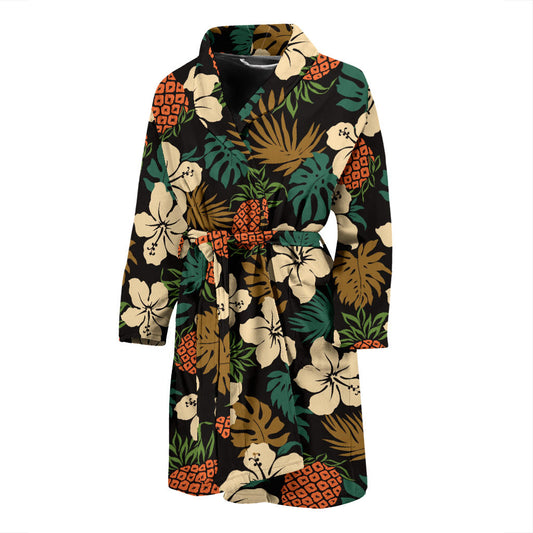 Hawaiian Themed Pattern Print Design H08 Men Bathrobe