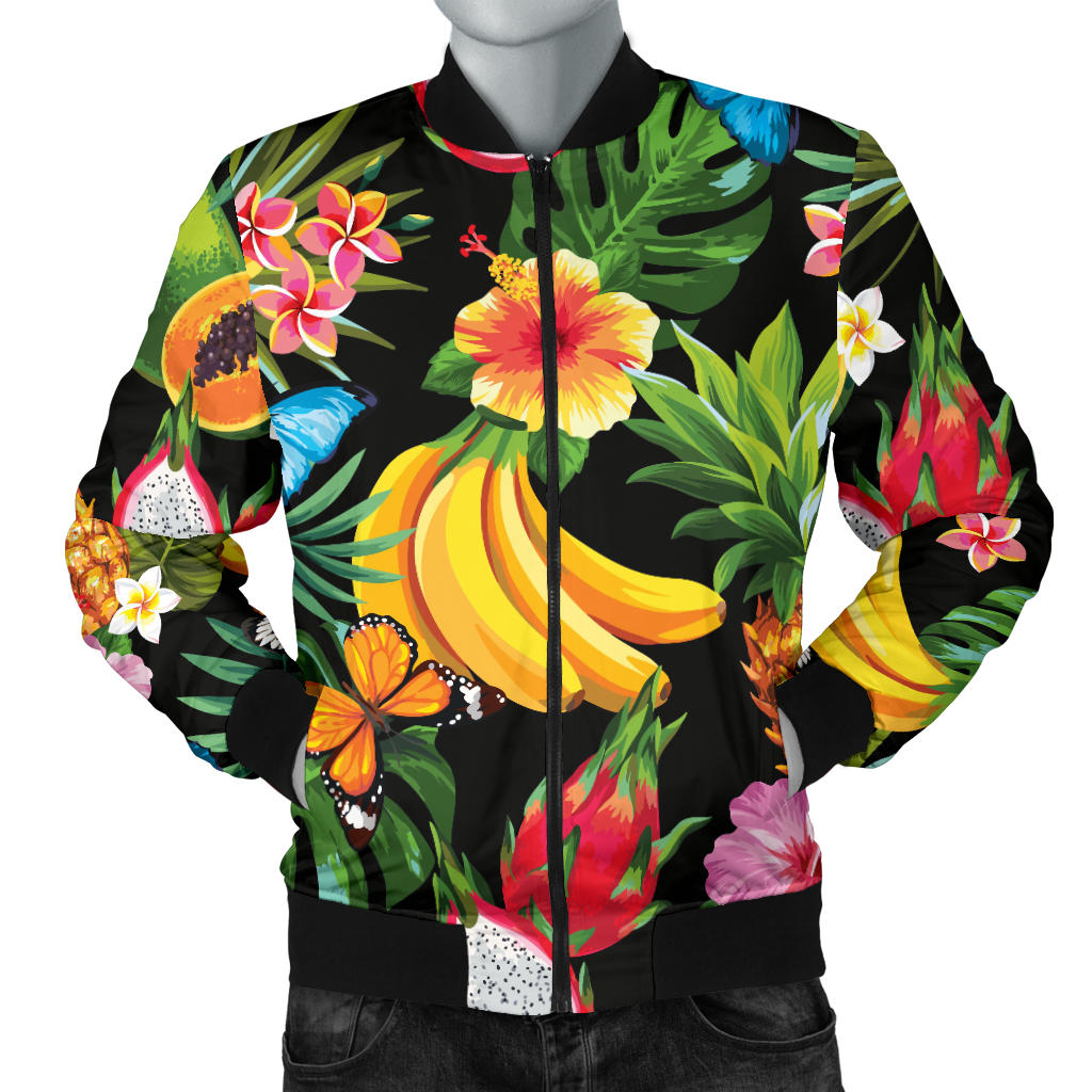 Tropical Fruits Pattern Print Design TF04 Men Bomber Jacket