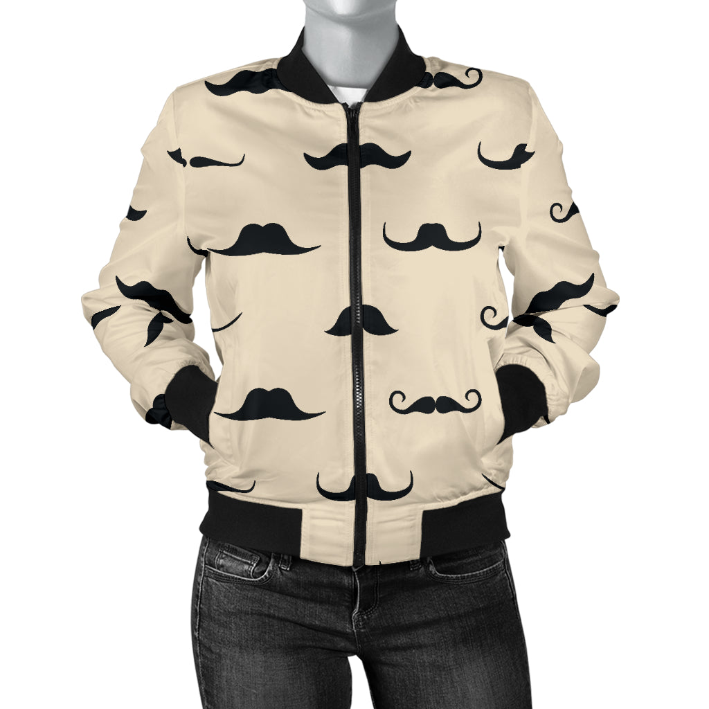 Mustache Pattern Print Design A03 Women's Bomber Jacket