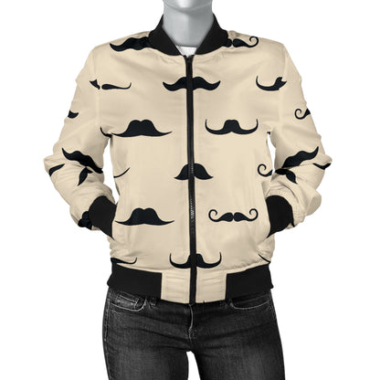 Mustache Pattern Print Design A03 Women's Bomber Jacket