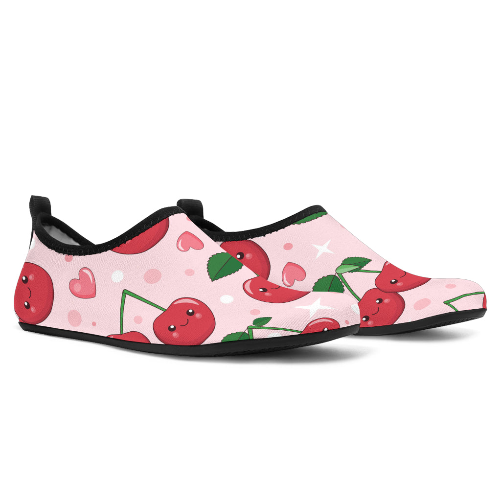 Cherry Pattern Print Design CH02 Aqua Water Shoes