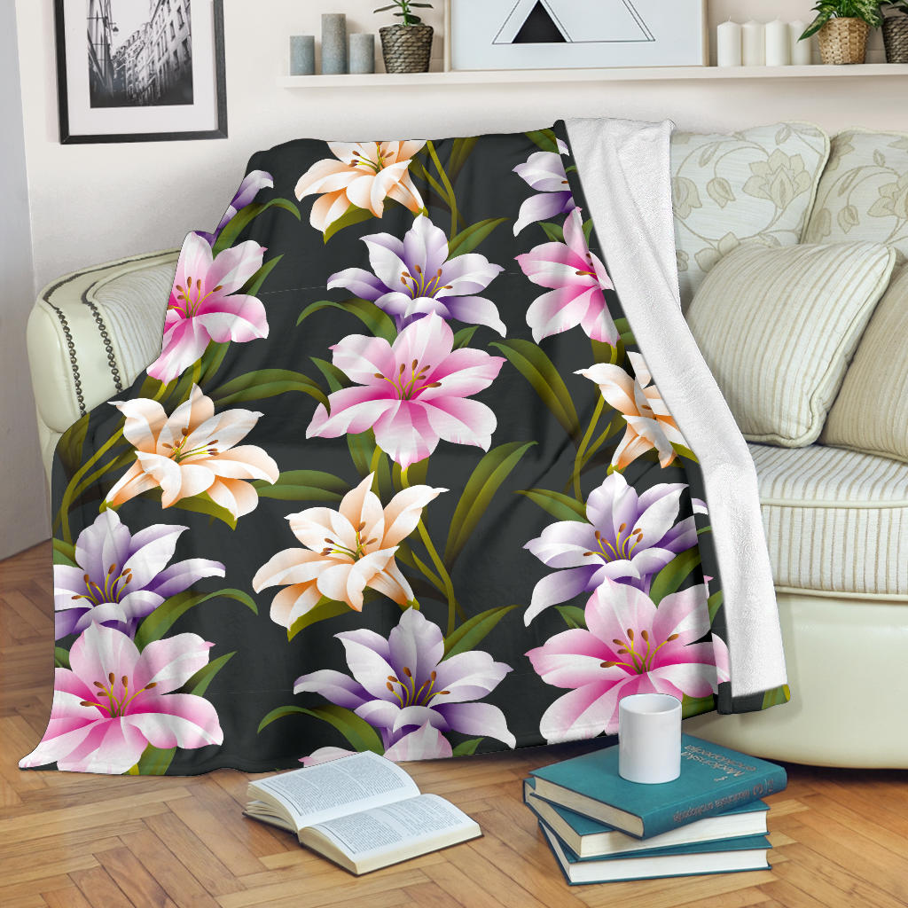 Lily Pattern Print Design LY01 Fleece Blanket