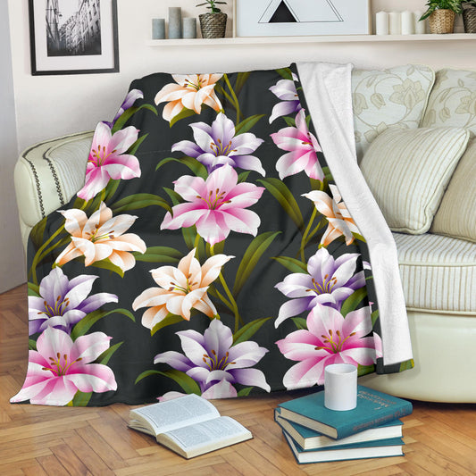 Lily Pattern Print Design LY01 Fleece Blanket