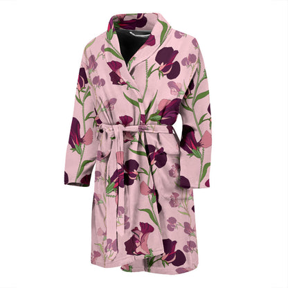 Peony Pattern Print Design PE09 Men Bathrobe