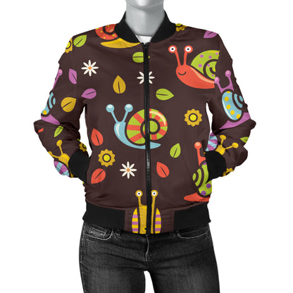 Snail Pattern Print Design 01 Women's Bomber Jacket